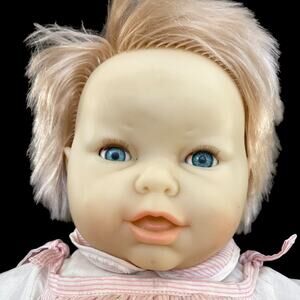 Vintage Berjusa Doll 53 Josepe? Baby Girl Vinyl Cloth No Sound Blonde Blue READ